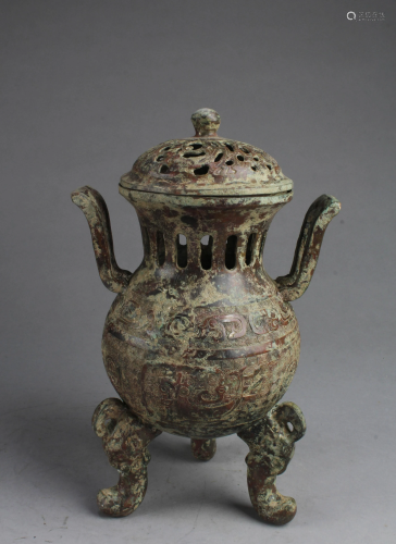 Chinese Bronze Tripod Jar