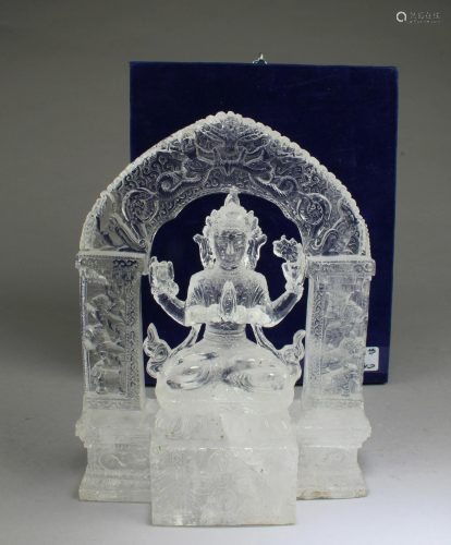 A Crystal Four-Faced Buddha Statue