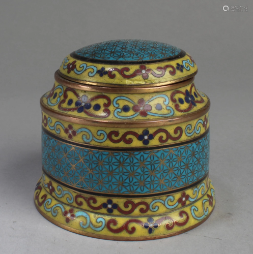 Antique Chinese Cloisonne Powder Container