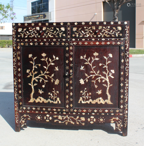Chinese Hardwood Cabinet with Mother-of-Pearl …