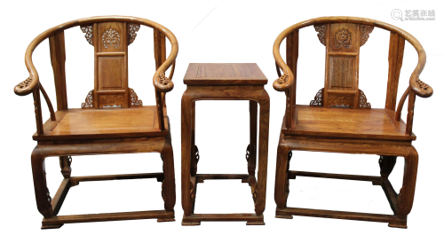 A Set of Two Chinese hardwood (Possibly HuangHu…