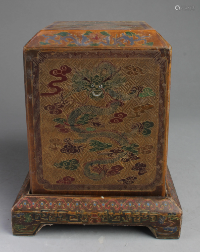 Chinese Hardwood Square Imperial Seal Box