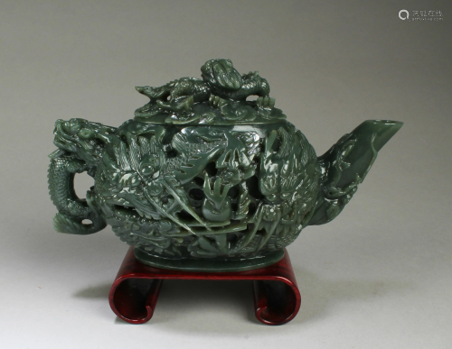 A Carved Jade Teapot