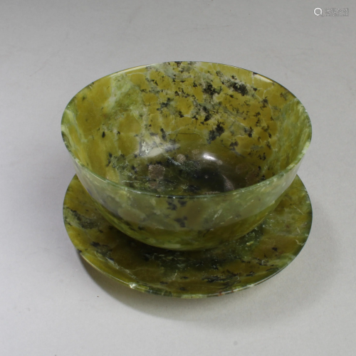 A Jade Cup with Saucer