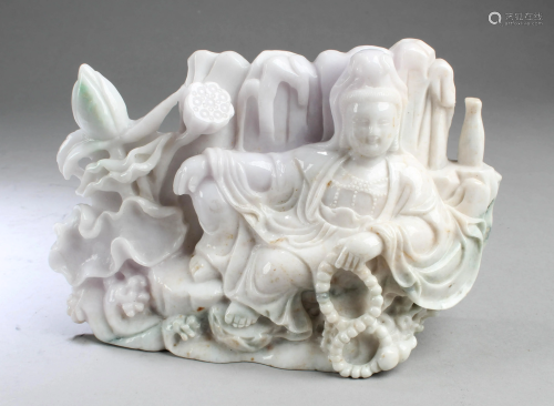 Chinese Carved Jade Guanyin Statue