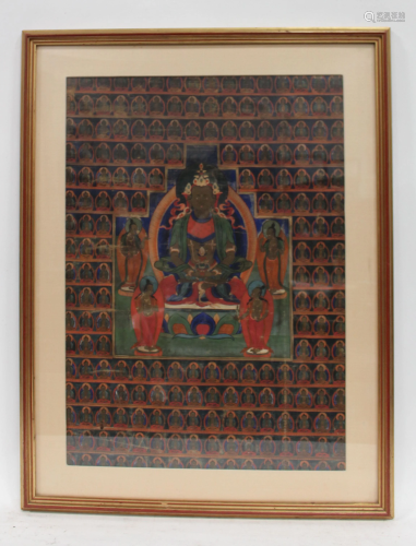 Antique Framed Tibetan Thangka