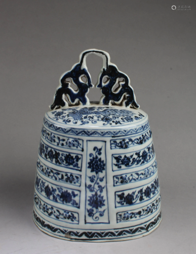 Chinese Blue & White Porcelain Bell