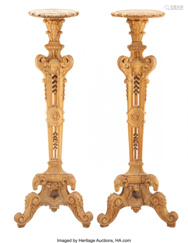 27173: A Pair of Louis XV-Style Carved Wood Plant St…