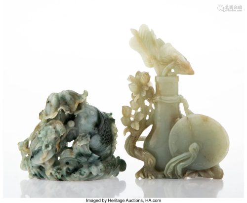 27274: Two Chinese Carved Jade Figural Groups 7-…