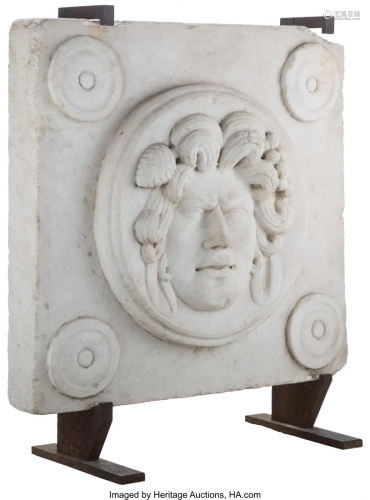 27108: A Continental Marble Relief of Medusa with…