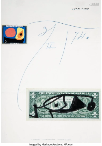 27214: Joan Miró (Spanish, 1893-1983) $1, c. …