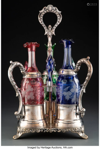 27072: A British Silver-Plated Cruet Stand with Three S