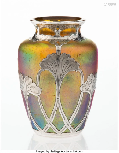 27162: A Loetz-Style Glass Vase with La Pierre Silv…