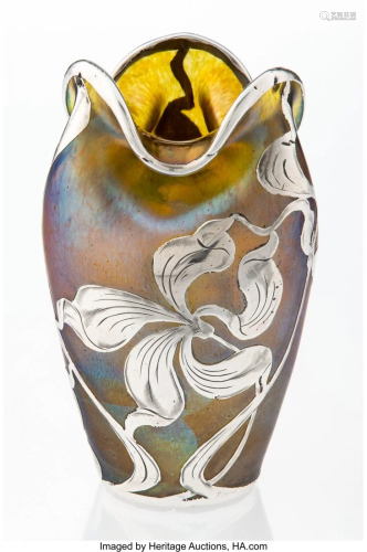 27163: A Loetz Glass Vase with La Pierre Silver Ove…