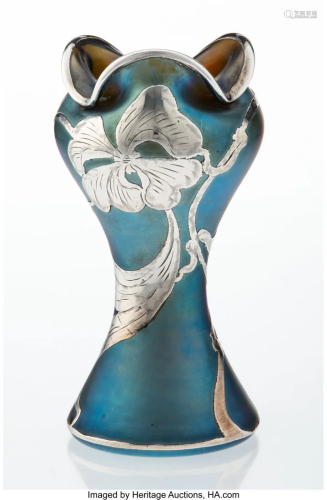 27164: A Loetz Glass Vase with La Pierre Silver Ove…