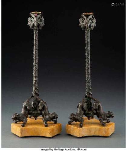 27135: A Pair of Continental Bronze Candlestic…