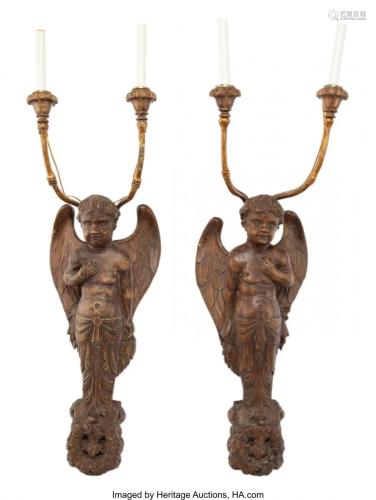 27136: A Pair of Italian Figural Carved Wood …