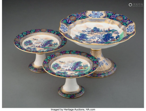 27026: Three Booths Ming Pattern Polychromed and…