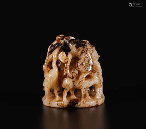 HeTian Jade Hallow Out Ornament from Liao遼代和田玉鏤空爐頂