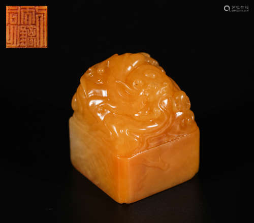 Yellow Stone Seal from Qing清代壽山田黄石印章