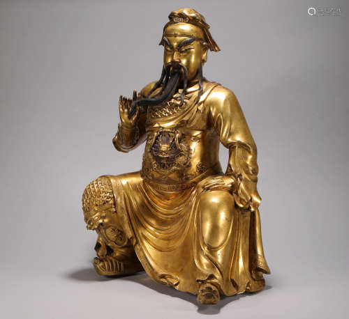Copper Gilding Gold WuGuanGong Statue from Qing清代銅鎏金
武關公造像