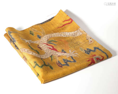 Tapestry Two Dragons with Beads from Qing清代緙絲雙龍戲珠