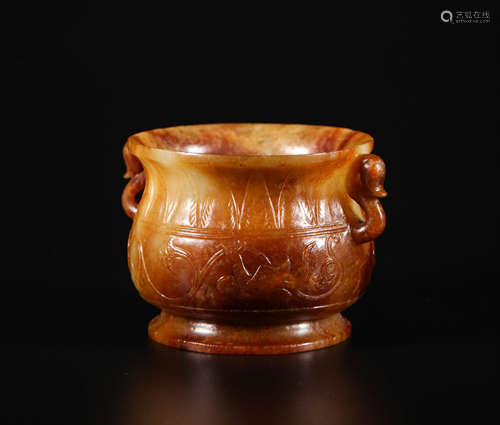 HeTian Jade two Ears Censer from Han漢代和田玉雙耳香爐