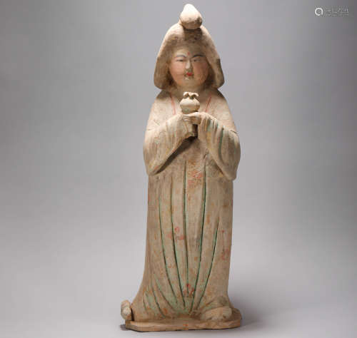 Pottery with Colored Lady Statue from Tang唐代陶俑加彩仕女