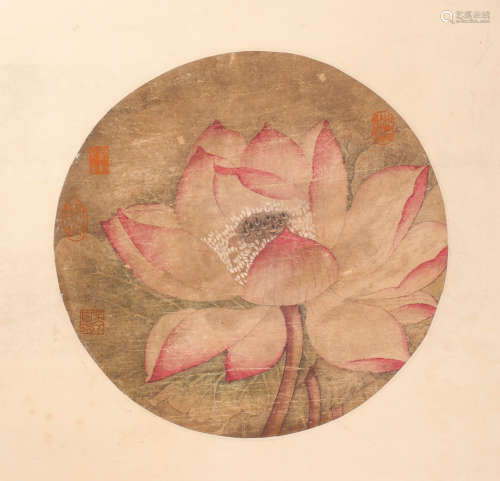 Ink Painting Paper Texture Mirror Center of Lotus from Qing清代水墨畫紙本鏡心
荷花