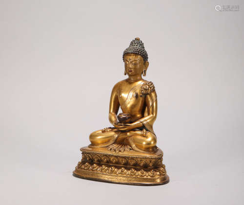 Copper and Gold Buddha Statue from Qing清代銅鎏金釋迦摩尼
佛造像