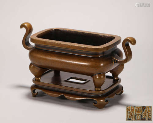 A Set of Copper Censer with two Ears from Qing清代銅質雙耳香爐一套