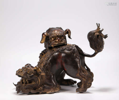 Copper Censer in Lion Form from Qing清代銅質雙獅子熏香爐
