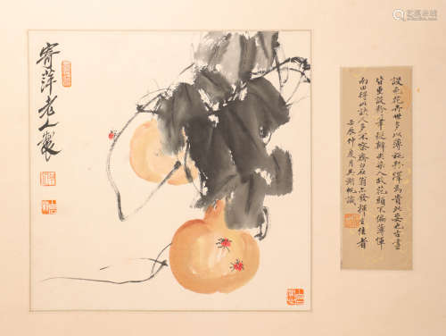 Ink Painting from QiBaiShi Paper Texture Mirror Center 近代水墨畫
齊白石草蟲
紙本鏡心