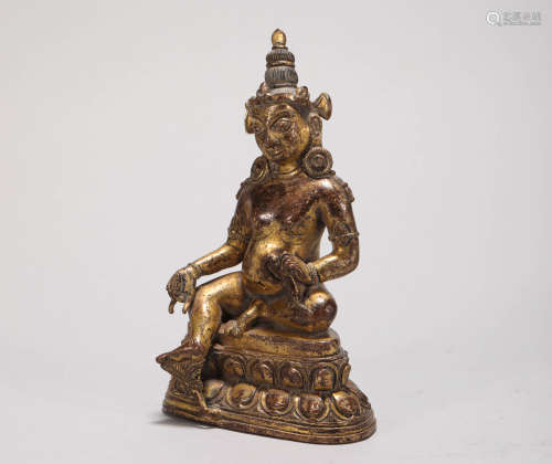 Copper Gilding Gold Tara Buddha Statue from Ming明代銅鎏金度母佛造像
