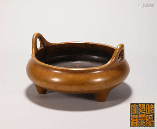 A Set of Bronze Censer with Two Ears from Qing清代銅質雙耳香爐一套