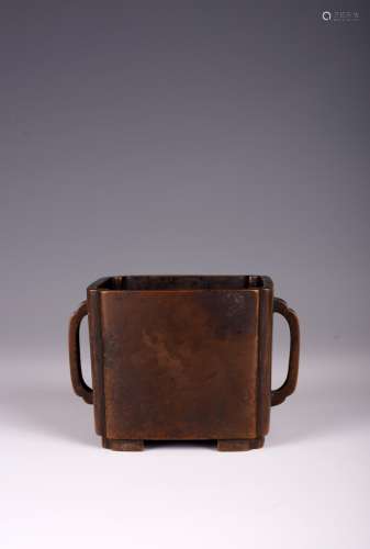 A CHINESE SQUARE BRONZE CENSER