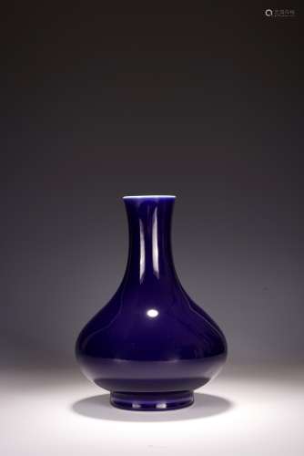 A CHINESE SACRIFICIAL BLUE GLAZED BOTTLE VASE