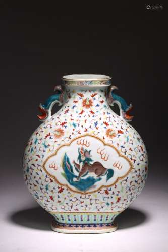 A CHINESE WUCAI 'QILIN' MOONFLASK