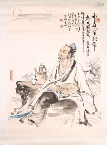 A COLOR AND INK 'LI BAI' PAINTING
