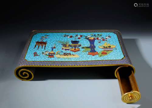A CHINESE CLOISONNE ENAMEL 'HANDSCROLLS' STAND