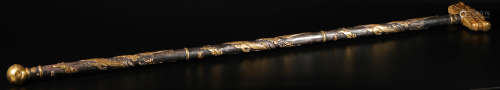 silver and gold dragon pattern truncheon from Liao遼代銀鎏金龍紋權杖