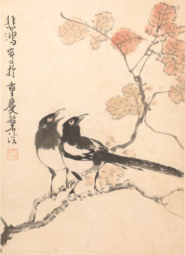 birds ink painting by Beihong Xu from modern time近代水墨畫
徐悲鸿喜鹊
紙本鏡心