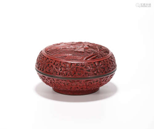seal ink container from Qing清代剔紅印泥盒