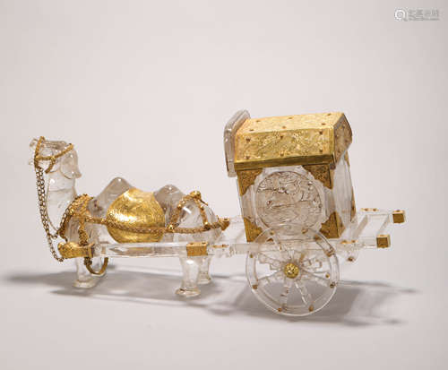 crystal gilding camel carriage from Song宋代水晶鎏金骆驼拉车