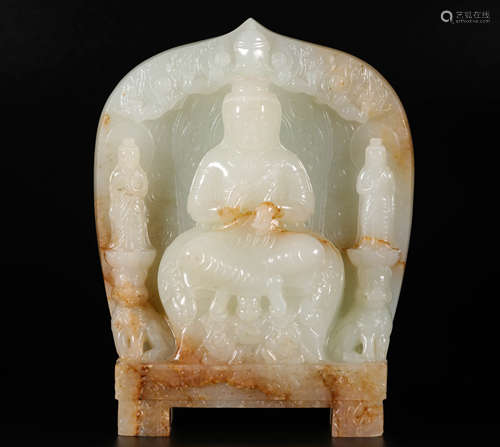 HeTian Jade Avalokitesvara Statue from Tang唐代和田玉觀音佛造像