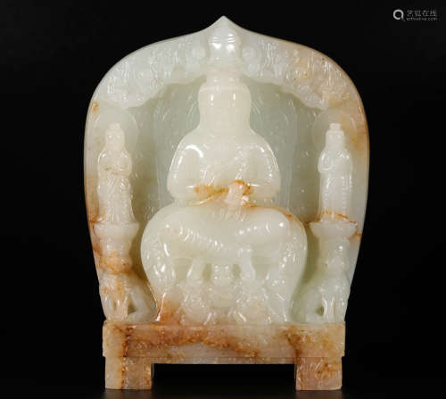 HeTian Jade Avalokitesvara Statue from Tang唐代和田玉觀音佛造像