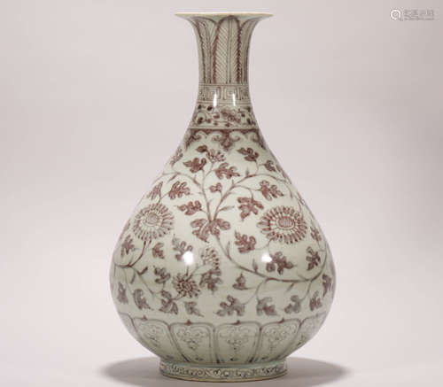 underglazed red flask from Ming明代釉裏紅纏枝紋
玉壺春瓶