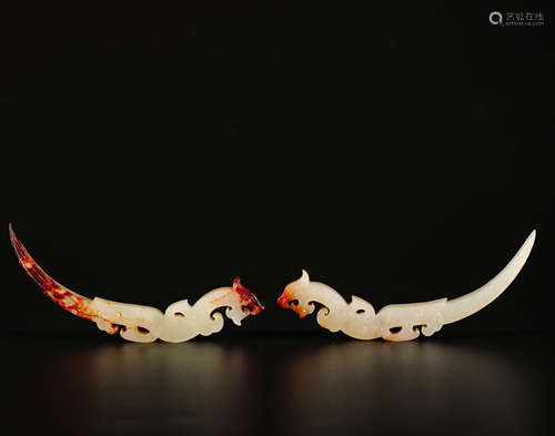 hetian jade dragon shape pendant from Han漢代和田玉龍型玉佩