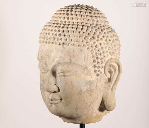Stone Craved of Buddha Statue from Tang唐代石雕佛祖像