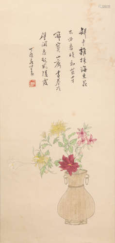 ink painting by Xinyu Pu from Qing清代水墨畫
溥心語花卉
紙本鏡心